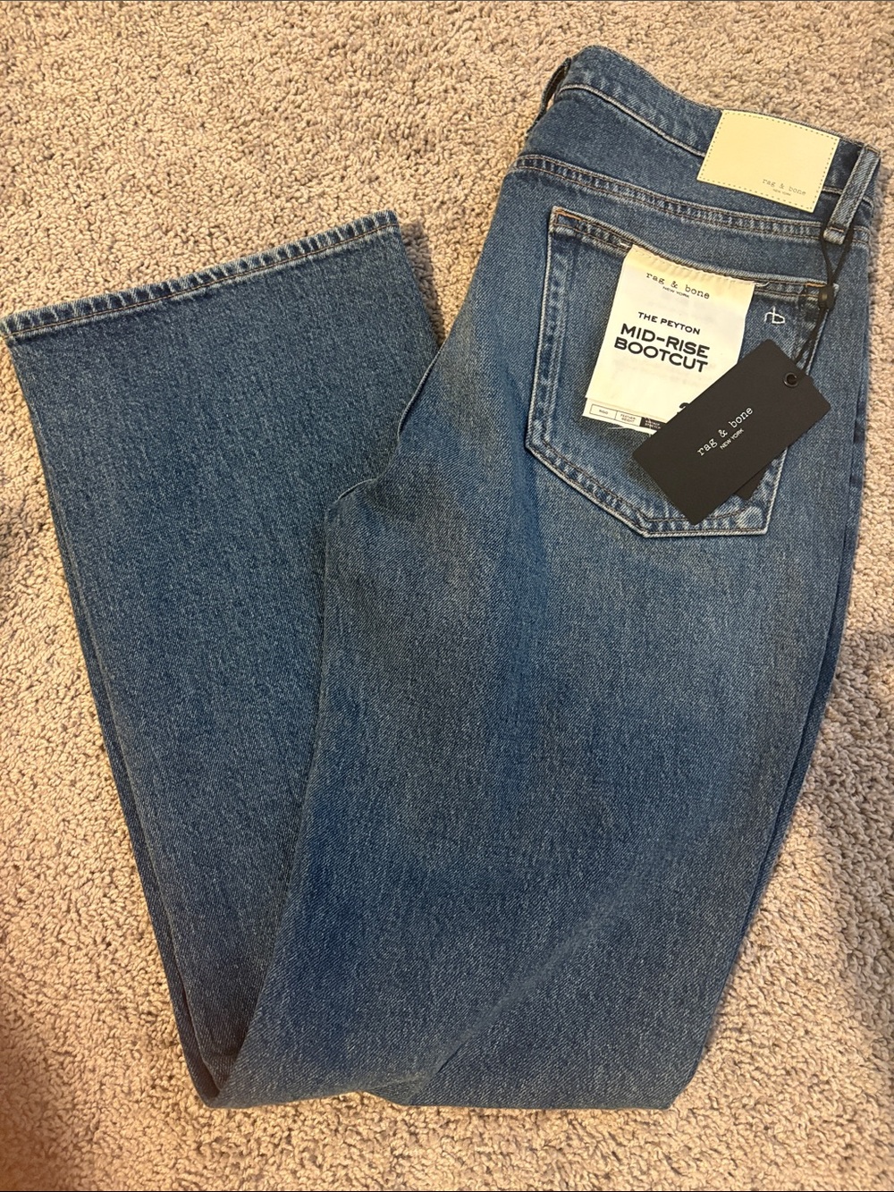 rag & bone - Mid-Rise Bootcut Jeans in Blue Denim